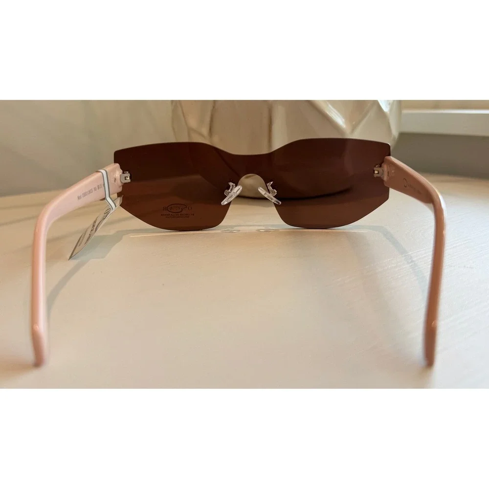 Oscar de la Renta Pink Shield Sunglasses Rimless Brown Lens NEW